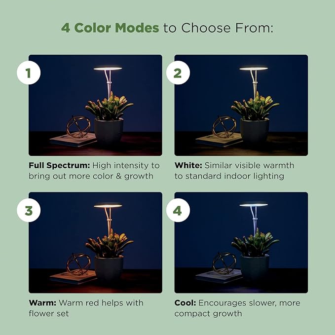 AeroGarden Stem Grow Light for Indoor Plants, Grow Live Plants Anywhere in The Home, Adjustable Light Modes, Black (Only Light)