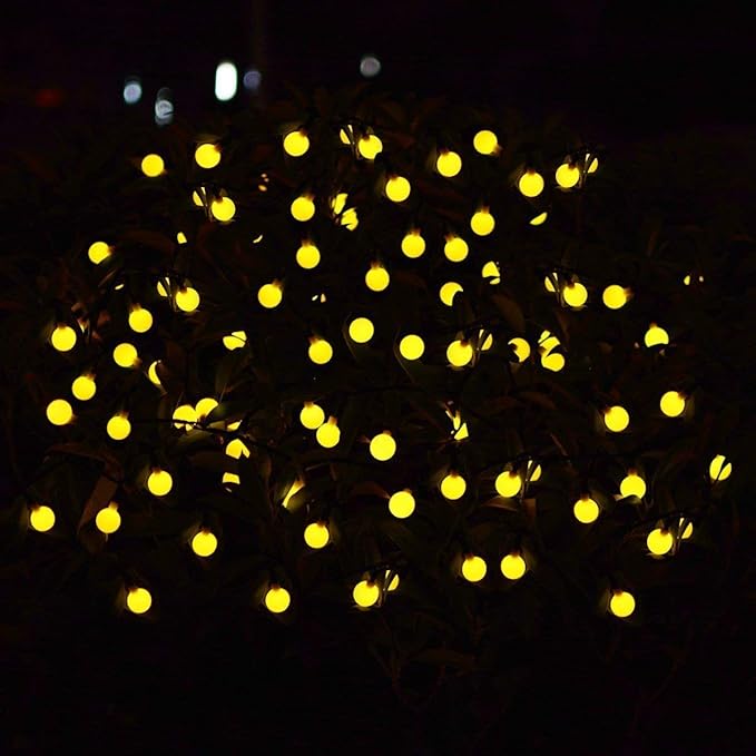 Globe Ball Fairy Lights, 50 LEDs 23ft/7M Solar Led Globe String Lights Waterproof with Two Lighting Modes for Garden Outdoor Party Christmas Decoration (Warm White)