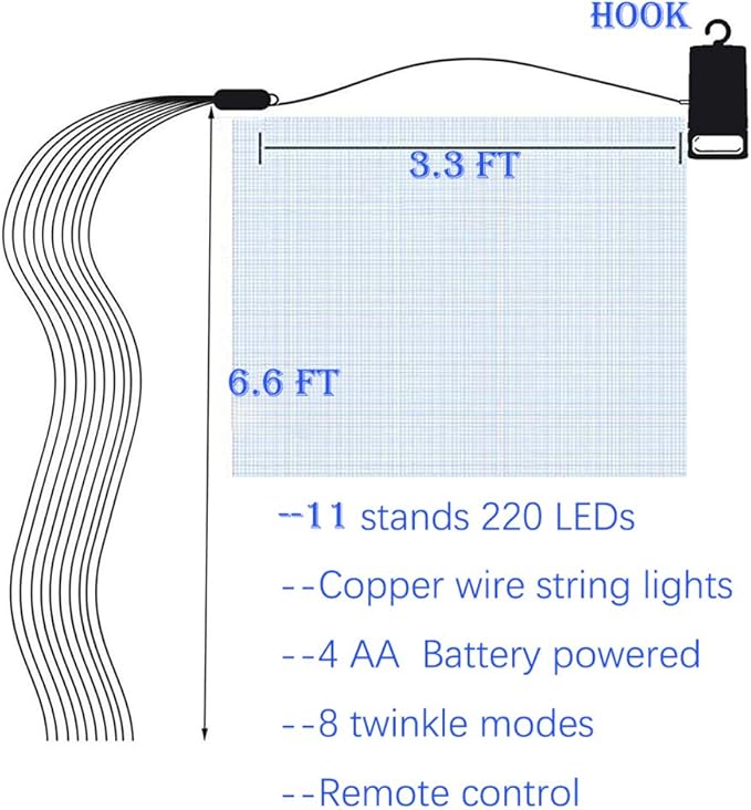 4 Pack 880 LED Battery Operated Firefly Bunch Lights, Remote Control Timer 8 Flashing Modes Copper Wire Waterfall Lights, Fairy Lights Waterproof for Christmas Patio Party Outdoor Decor (Warm White)