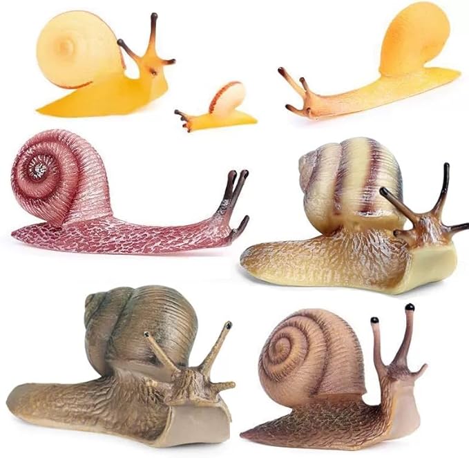 7 Pcs Snail Figurine Miniature Snail Model Realistic Animal Figurines Fairy Garden Micro Landscape Decor