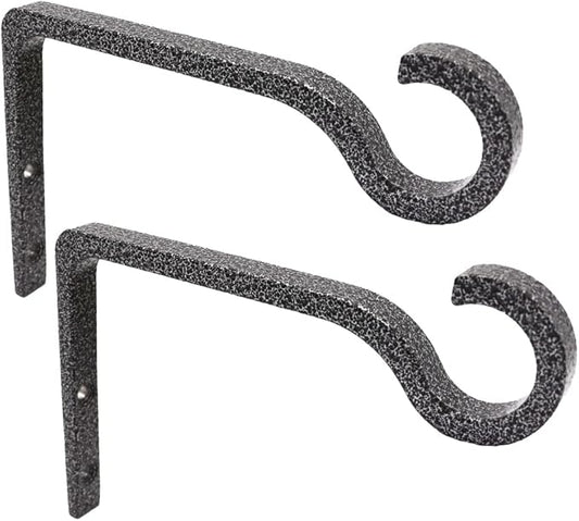 Hanging Plant Bracket 6inch Metal Plant Hook Decorative Wall Plant Hanger for Hanging Lanterns, Bird Feeder, Flower Basket, Home Decor Indoor & Outdoor (2, Silver Hammertone)