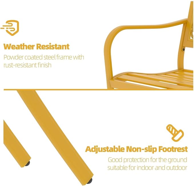 Grand patio 50" Outdoor Bench Garden Bench with Armrests Bench for Outdoors Lawn Yard Porch Sunflower Yellow