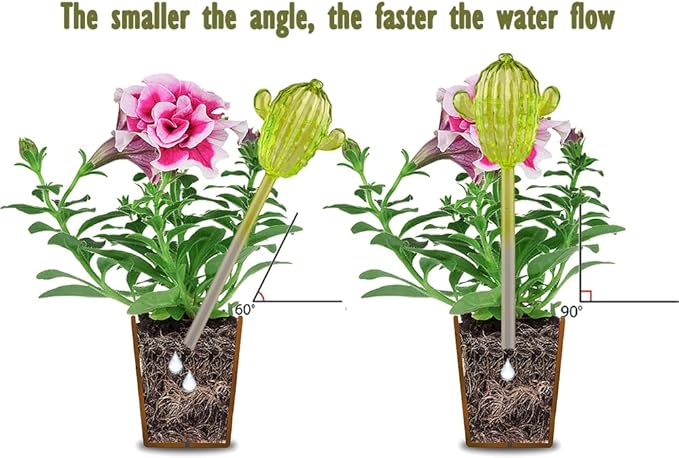 Ahhute Self Watering Globes Cactus Shape, Glass Plant Watering Globes, Self Watering Planter Insert, Cacti Plant Watering Devices, Automatic Plant Waterer Indoor, Watering Bulbs, 3 Pack