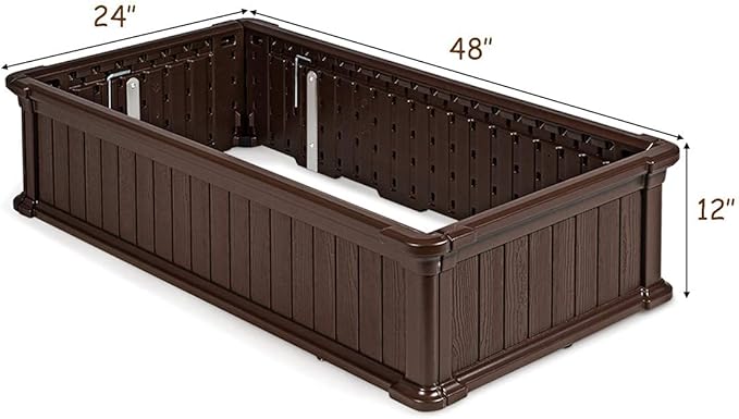 Giantex Raised Garden Bed, Planter for Flower Vegetables, Outdoor Plant Box Patio Backyard, Easy Assembly (48''Lx24''Wx12''H, Brown)
