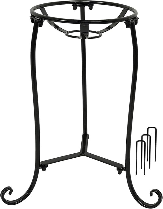 16" Tall Gazing Ball Stand for 10-12 inch Balls, Black Metal Gazing Globe Display Holder Stands for Outdoor Garden Clearance, 9" L x 9" W x 16" H