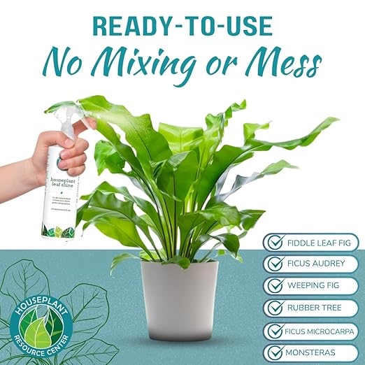 Houseplant Leaf Shine Spray – All-Natural Leaf Cleaner and Gloss for Healthy Shine & Better Photosynthesis | Perfect for House Plants and Foliage | 8 oz