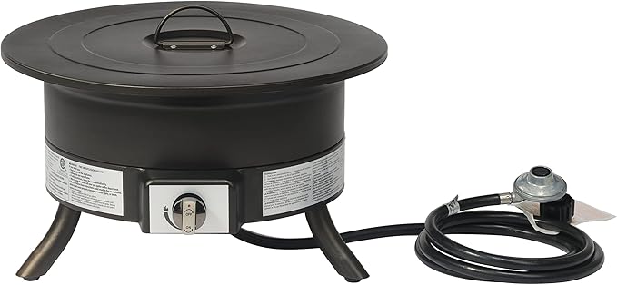 Amazon Basics Portable Propane Fire Pit, 19 inch Round Gas for Patio, 55,000 BTU Carry Strap