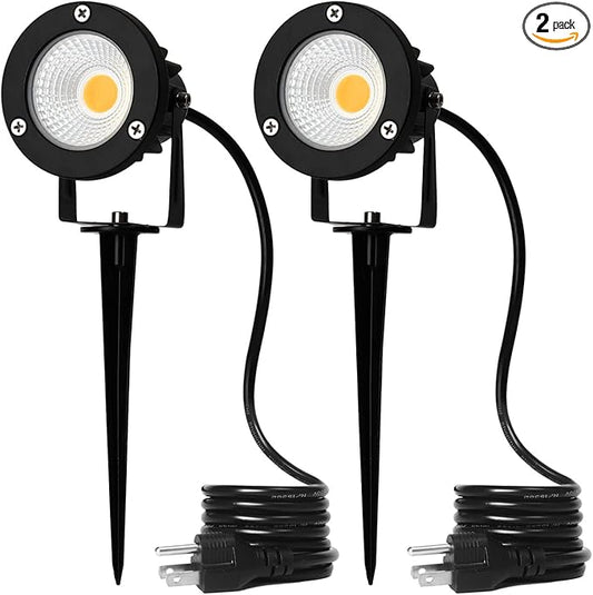 12W LED Landscape Spotlight,120V Landscape Lighting Outdoor for Mounted Flag Pole Light,IP65 Landscape Lights Warm White Garden Decorative Lamp 6FT Cord with US 3 Prong (Base,Stake Included)