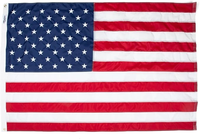 American Flag | American-Sourced Nylon Fabric, Embroidered Stars, Hand-Stitched | Proudly Made in USA (5' x 8')