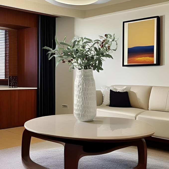 12.6 Inch Grey Modern Handmade Ceramic Vase, Rustic Farmhouse Decorative Flower Vases for Home Decor,Pampas Grass Bouquet, Living Room,Kitchen,Office,Bedroom,Centerpiece Table