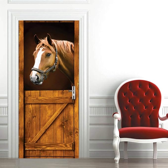 3D Peel and Stick Murals - Horse - Wallpaper Self-Adhesive Decals Removable PVC Waterproof Door Poster for Bedroom Living Room 37.4" x 84.6"