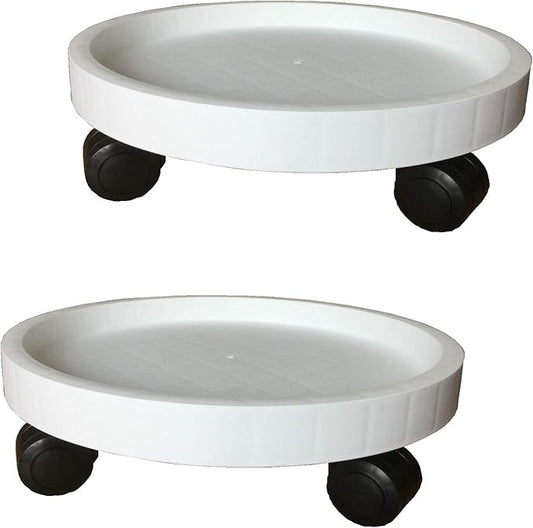 2 Pack of 11 Inch Heavy Duty Plant Caddy with Wheels,Rolling Plant Stand Pot Trolley,Wheeled Planter Saucer Tray,Potted Flower Mover Dolly with Casters Round Coaster for Indoor Outdoor