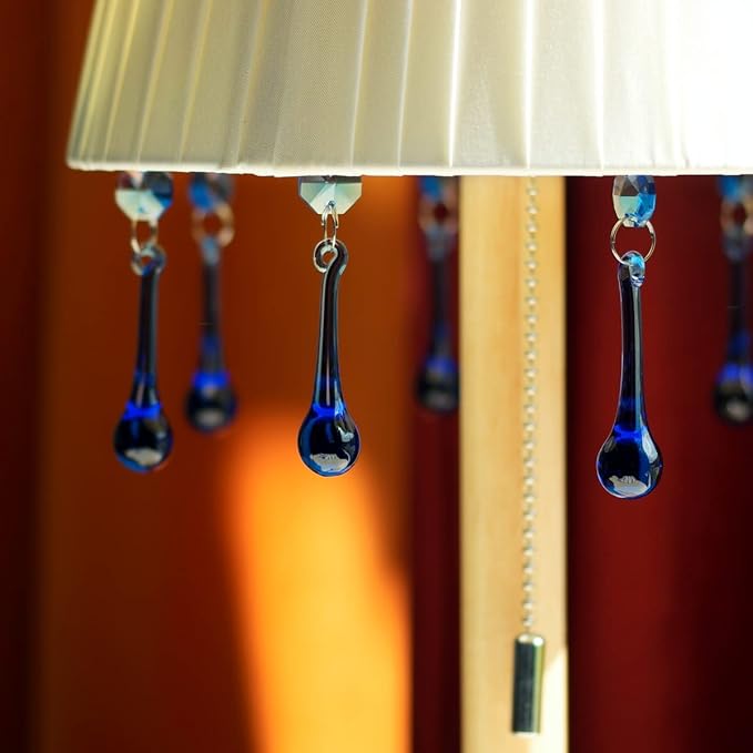 12pcs Raindrop Crystal Chandelier Prisms Parts, 53mm Hanging Crystals Beads for Chandeliers, Home Decoration (Mid Blue)