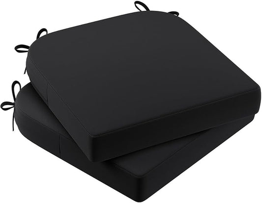 AAAAAcessories Outdoor Seat Cushions for Chairs, Waterproof, Fade-Resistant Patio Furniture Replacement Cushions, 17" x 16" x 2", Set of 2, Black