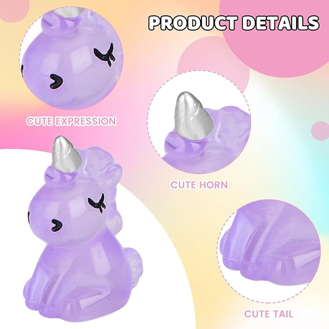 100 PCS Mini Resin Unicorn Luminous Tiny Unicorn Miniature Figurines Glow in The Dark Mini Resin Animals Suitable for DIY Cake Ornaments Crafts Moss Landscape Decoration