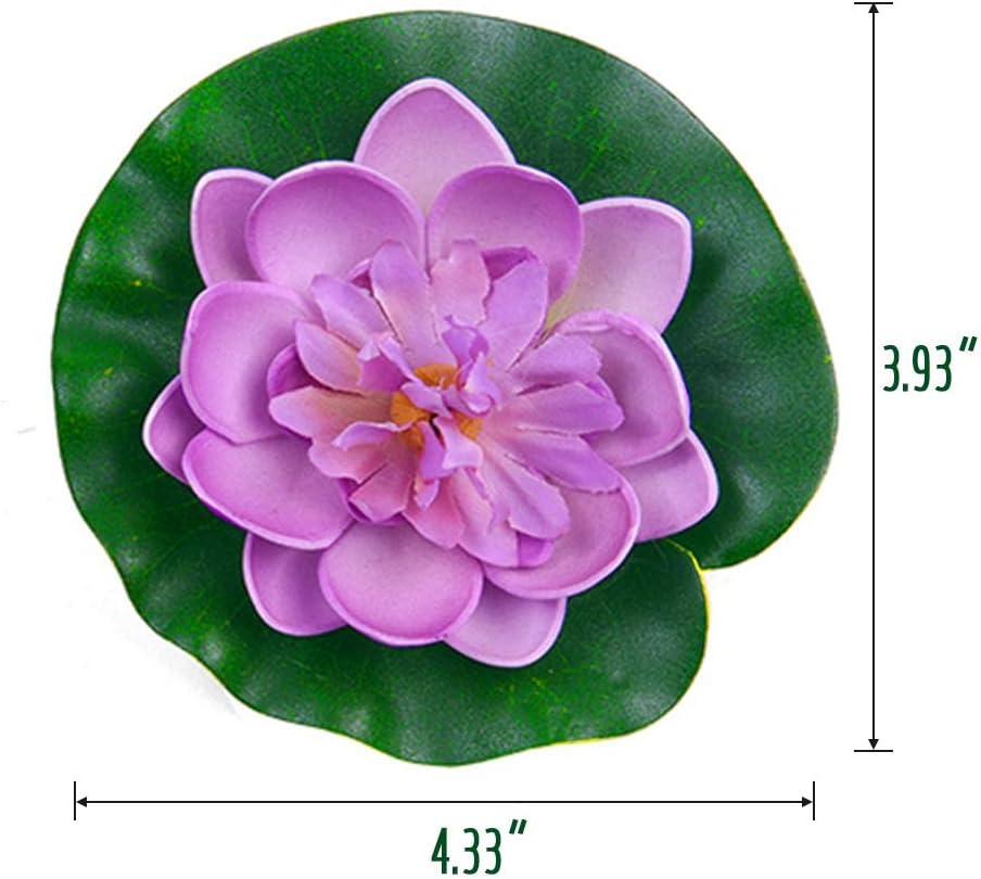 Happy Trees 12 Pcs Artificial Floating Foam Lotus Flower with Water Lily Pad, Lifelike Ornanment Home Garden Pond Decor Indian Decorations Return Gifts