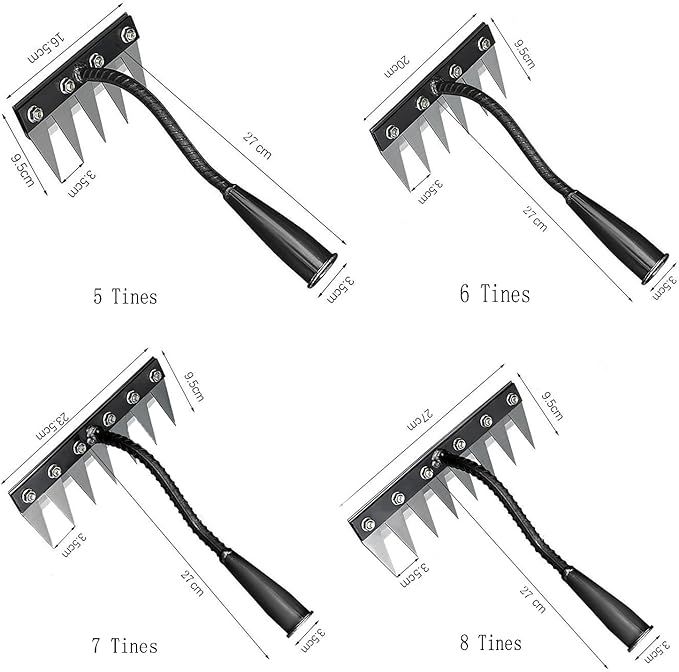 Gardening Hand Weeder Puller Tool, Manual Weeder with Detachable Blade Weeder Puller Tool,High-Carbon Steel Weed Removal Tool for Farm Lawn Garden, 5/6/7/8 Teeth Sizes (5 Teeth)