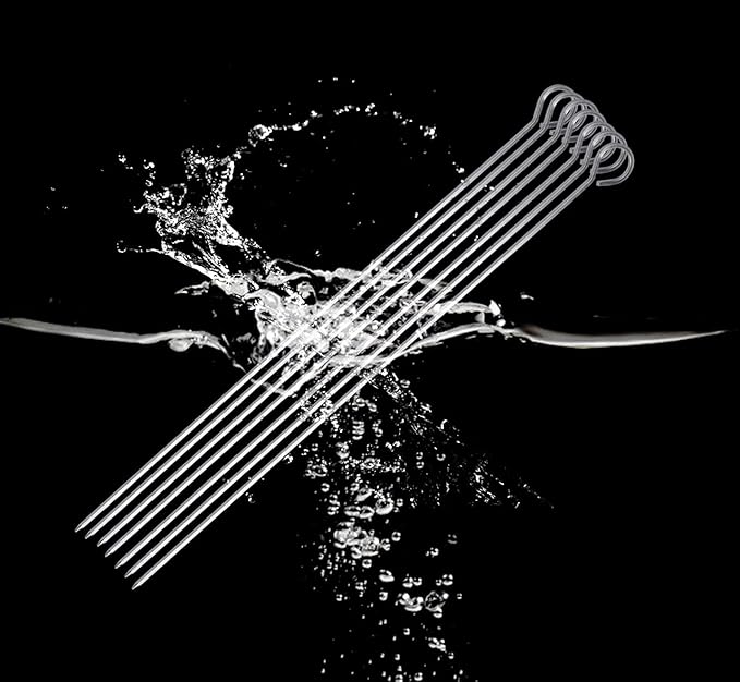 10 inch Barbecue Skewers, HONSHEN Metal BBQ Sticks,12Pack Stainless Steel Square Skewer,Kebob,kabob Sets for Grill Outings Cooking (BBQ Skewers Square 10inch-12p)