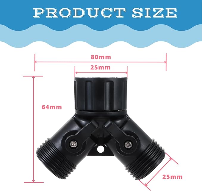 6pcs Garden Hose Adapters Kit, 2 Way Y Water Splitter Connector with 3/4'' Faucet Convert to 1/4'' Drip Irrigation Tubing Adapters, Garden Outdoor Watering Hose Connectors Set