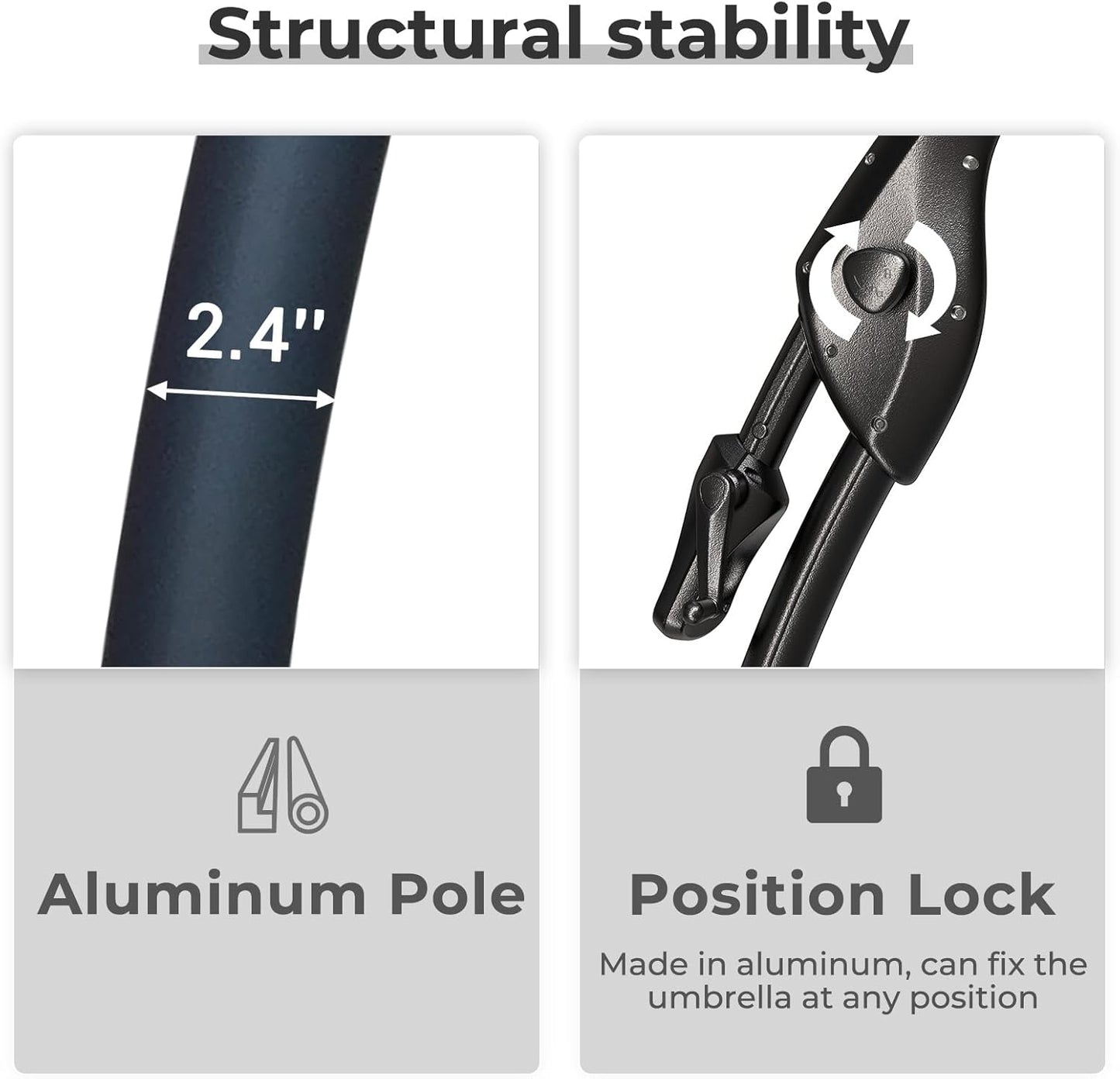 Grand patio 10x10 FT Patio Cantilever Umbrella with Base Outdoor Large Square Tilting Offset Umbrellas for Pool Deck (Black & White, 10x10 FT)