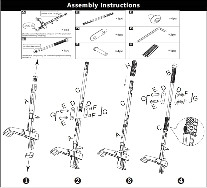 4-Claw Weed Puller Tool Stand Up Heavy Duty, 40'' Long Weeding Tool with Long Handle Stainless Steel Claws Gardening Weed Pulling Tool for Lawn and Garden