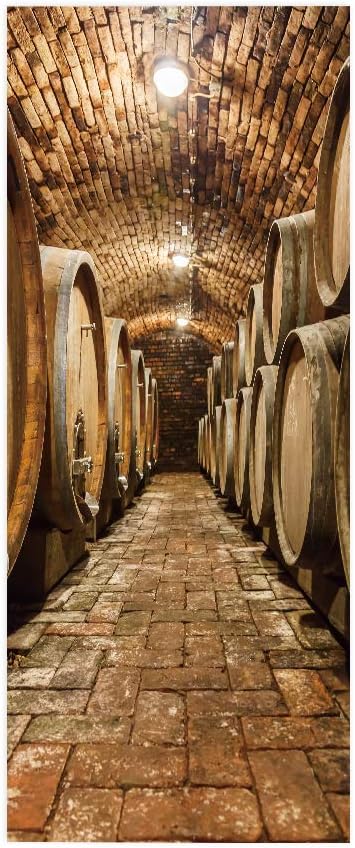 3D Door Stickers Murals Peel and Stick - Wine Cellar - Door Wallpaper Self-Adhesive Door Decals Removable PVC Waterproof Door Poster for Bedroom Living Room Door Decoration 37.4" x 82.7"