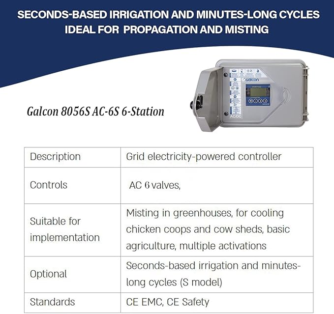 Galcon 8056S AC-6S 6-Station Indoor Irrigation or Outdoor Controller-Seconds Operation