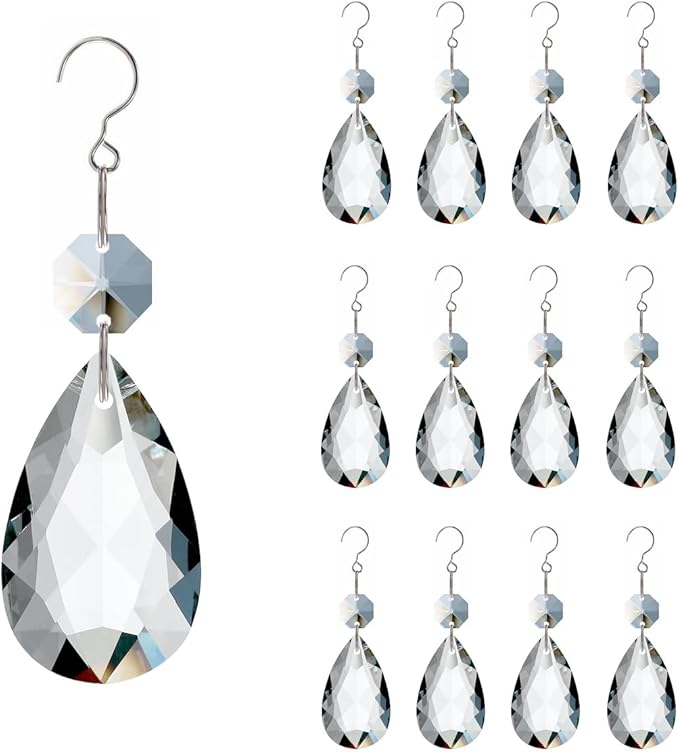 12pcs Crystal Suncatchers, Hanging Crystals Chandelier Prisms for Windows, Rainbow Maker Home Decoration