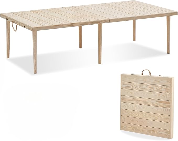 60" X 30" Boho Low Picnic Table, with Two Available Heights,Seating for 6 People,Natural