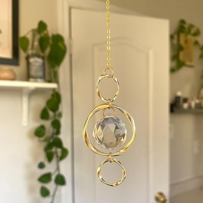 2 Pcs Crystal Suncatcher Wind Chimes for Outside,Crystal Suncatcher Prisms Hanging Outdoor Wind Chimes,Sun Catcher Hanging Crystals for Windows,Suncatchers Wind Chime Garden Decor Wedding Decoration