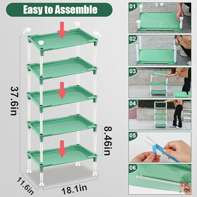 5-Tier Plant Stand with Grow Lights - Seed Starting Kit Germination Tray Full Spectrum Sunlike Plant Light for Indoor Plants, Greenhouse, Succulents, Seedlings