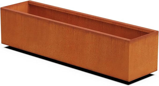 4 FT Corten Steel Planter Box – 48-Inch Large Rectangular Planter for Outdoor Plants | Heavy Duty Metal Garden Bed | Made in USA, Fully Assembled