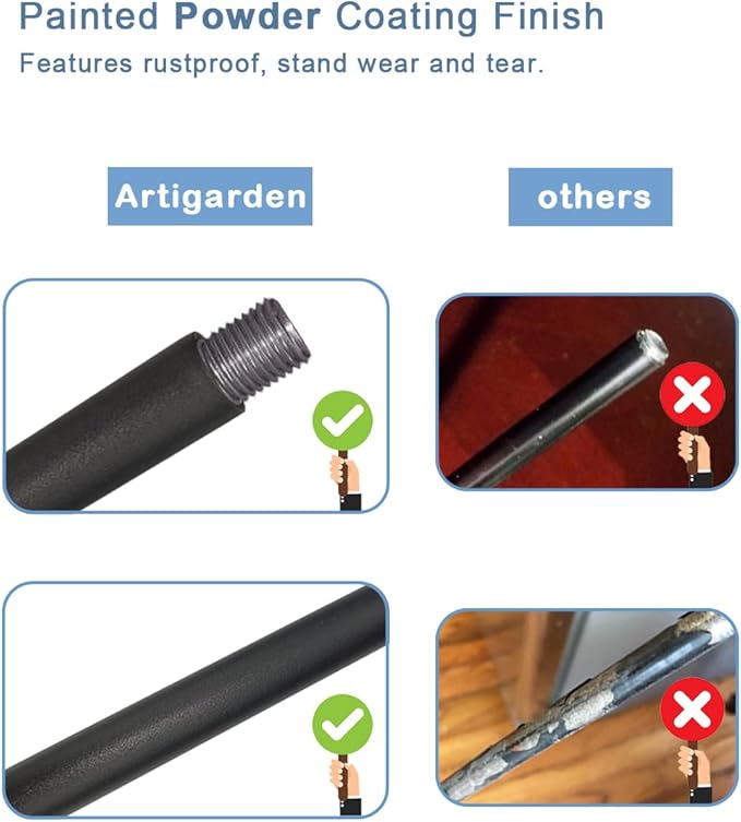 92 inch Outdoor Shepherd Hook with Upgraded 7 Prong Base (1 Pack), Adjustable Heavy Duty Garden Hanging Stake for Bird Feeder Solar Light Plant Hanger Wedding Decor, Matte Black