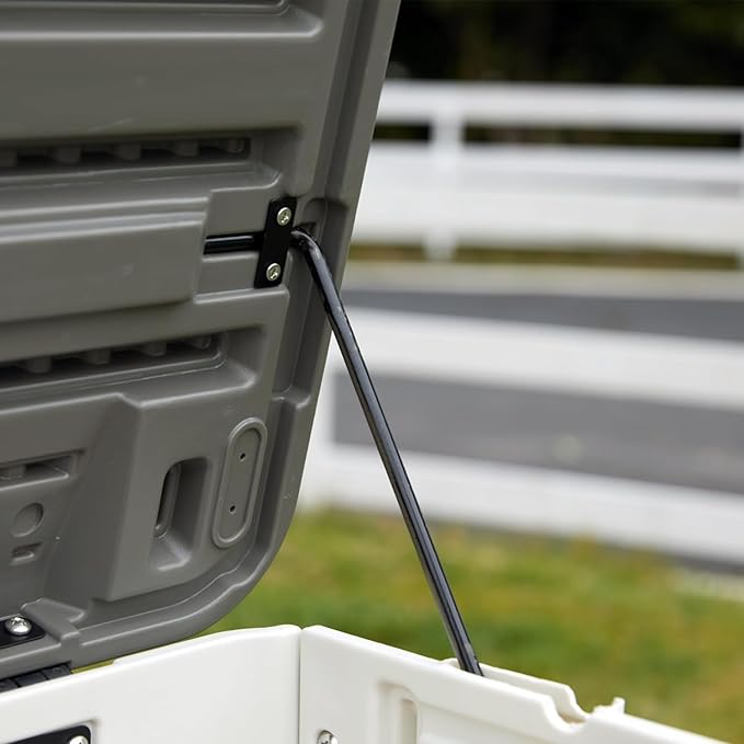 Heavy-Duty 100 Gallon Outdoor Storage Box - Waterproof Deck Box & Large Storage Bin for Patio/Pool, All-Weather Resin Chest with Lock, UV-Resistant, Alpine White