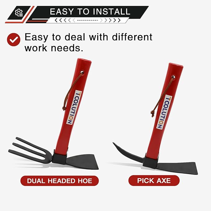 Garden Tool Set with Tool Box 4 Piece Heavy Duty Gardening Tools Kit with Hoe Rake Shovel Fork Non Slip Handle Garden Hand Tools for Digging Weeding Planting