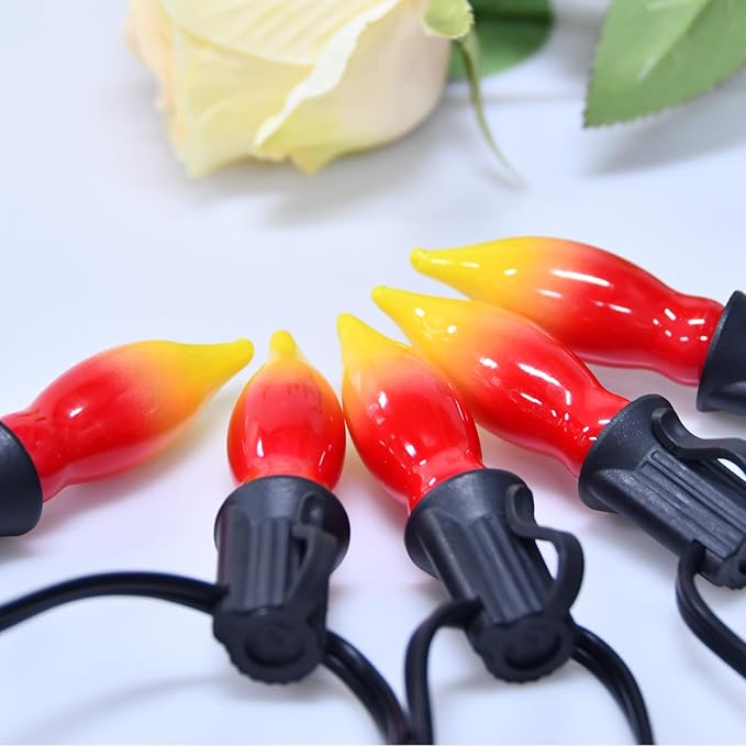 12 Pack C7 Replacement Bulbs E12 Candelabra Bulb - Red Yellow Incandescent Light Bulbs, Perfect as Halloween Christmas Light Bulbs, Candle Light Bulbs, 7 Watt, E12 Base