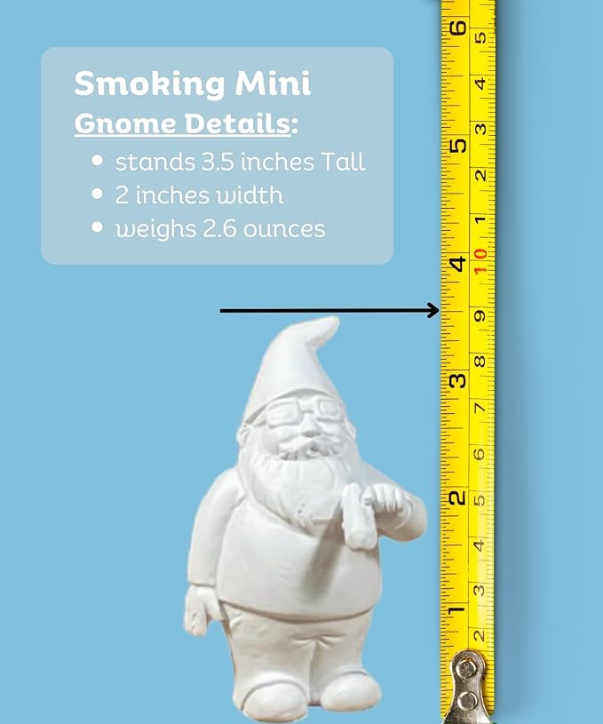 Gnometastic Gnude Mini Gnomes - Smoking Hippie Unpainted Gnome Statue, 3.5in DIY Paint Your Own Gnome Mini -Funny Garden Gnomes to Paint for Adults