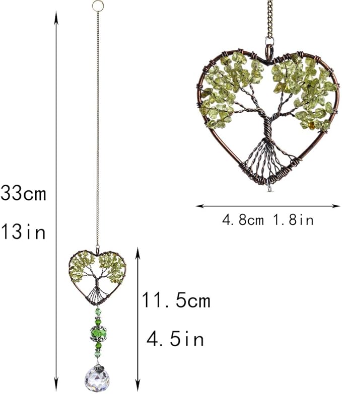H&D HYALINE & DORA Tree of Life Car Rearview Mirror Hanging Ornament Pendant Accessories Fengshui Suncatcher (Green)