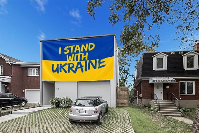 I Stand with Ukraine Flag Extra Large Flag 10x15FT Giant Ukrainian National Polyester Banner With 5 Grommets Fade Resistant Vivid Color For Patriotic Festival Events Party Decoration