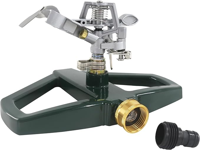 Impact Sprinklers for Yard with Metal Base, Heavy Duty Zinc Alloy Water Sprinkler for Lawn, Automatic 360° Roating for Large Lawn and Garden, Coverage up to 5,800 Sq.Ft, Silver