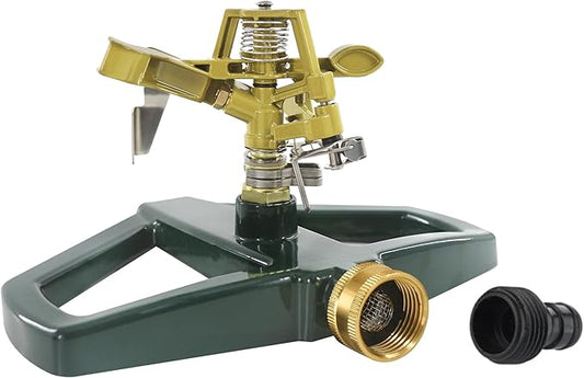 Impact Sprinklers for Yard with Metal Base, Heavy Duty Zinc Alloy Water Sprinkler for Lawn, Automatic 360° Roating for Large Lawn and Garden, Coverage up to 5,800 Sq.Ft, Olive