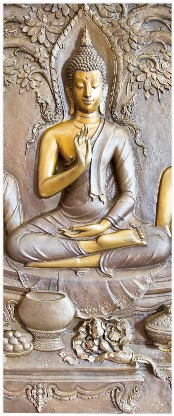 3D Door Stickers - Buddha Statue - Peel & Stick - Waterproof & Washable - Matt Finish - 35.4" x 78.7" - 2 Pieces - Wall & Door - Oriental Style - D-Buddha Statue