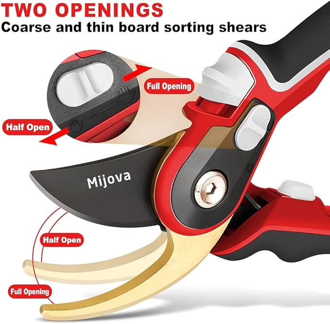 Garden Pruners, Heavy Duty Garden Clippers, Pruning Shears with Adjustable Thumb Lock, Hand Gardening Tools Pruners, High Carbon Steel Sharp Gardening Scissors