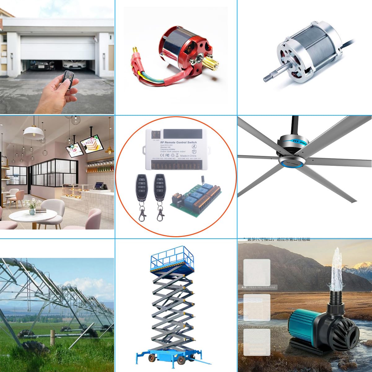 12V 24V 4 Channels Wireless Relay Remote Control Switch, RF 433Mhz DC 5V-30V Garage Door Opener Wireless Switch with Receiver 2 Transmitters, Easy to Terminal Wiring (4CH 2* Controller 433Mhz)