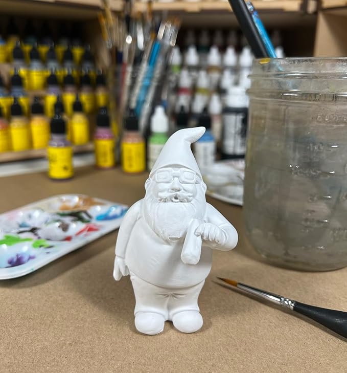 Gnometastic Gnude Mini Gnomes - Smoking Hippie Unpainted Gnome Statue, 3.5in DIY Paint Your Own Gnome Mini -Funny Garden Gnomes to Paint for Adults