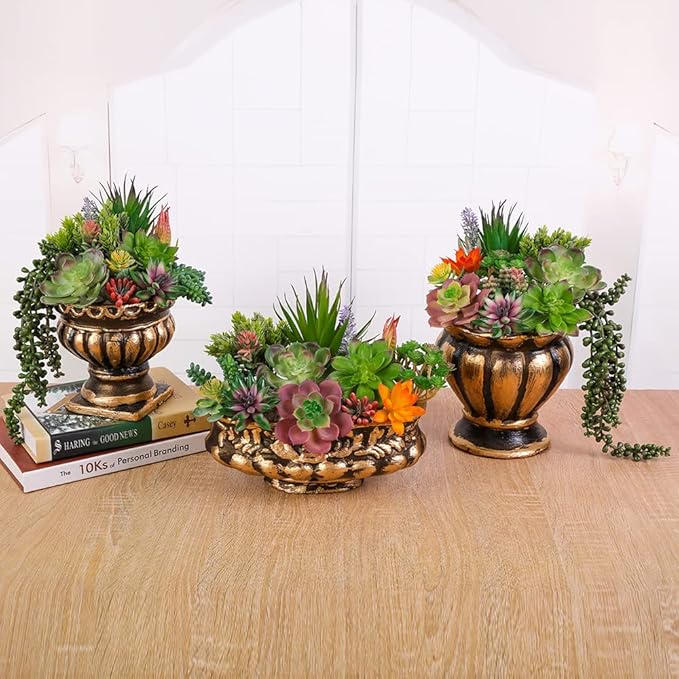 18 Pack Artificial Succulents Realistic Textured Fake Succulents Unpotted Artificial Cactus Plant Suitable for Garden Home Office Greening and Decoration