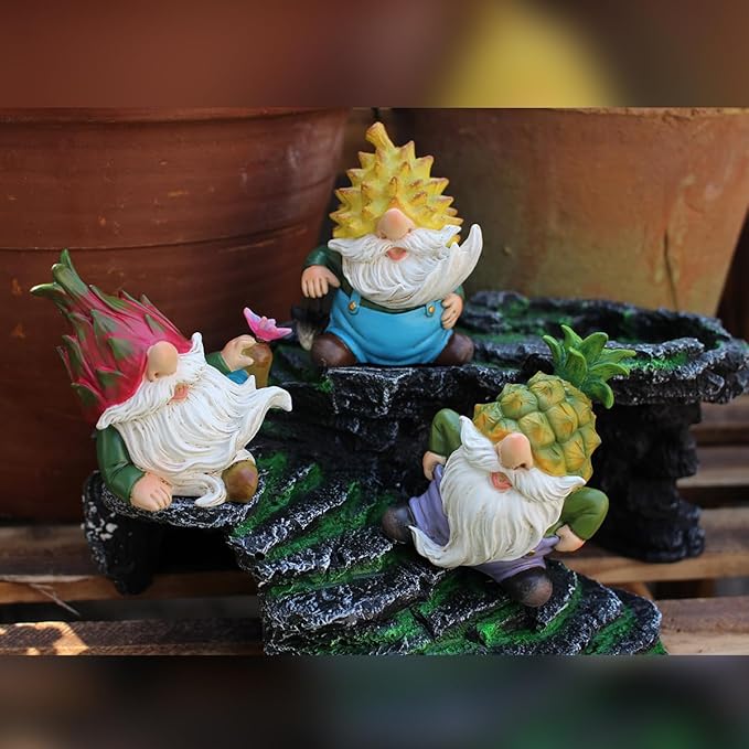 3 PCS Funny Garden Gnome Statues, Creative Resin Dwarf Sculptures, Outdoor Yard Decor, Gnomes Tree Faces for Lawn, Patio, Porch, Miniature Fairy Garden Accessories, Novelty Gift for Indoor/Outdoor Use
