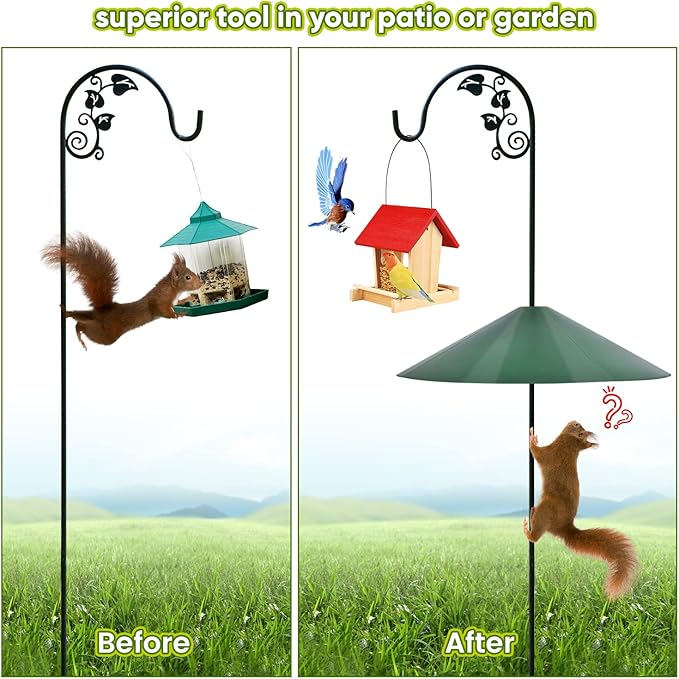 24-inch Large Outdoor Squirrel Baffles for Bird Feeders Pole, Two Way Use, Green Color
