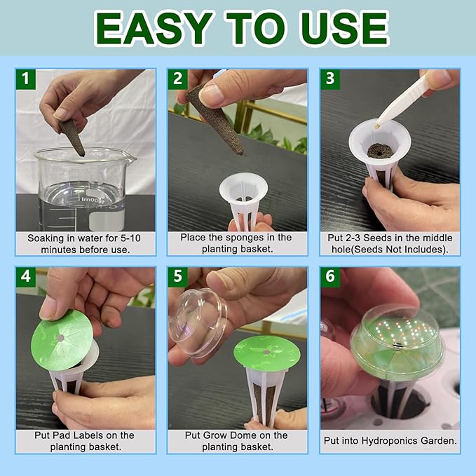 161PCS Hydroponic Pod Kit for Aerogarden and All Brands Growing System, Grow Anything Kit with 40 Grow Sponges, 40 Grow Baskets, 40 Grow Domes, 40 Pod Labels, 1 Tweezer, Herb Garden Planter Indoor Kit