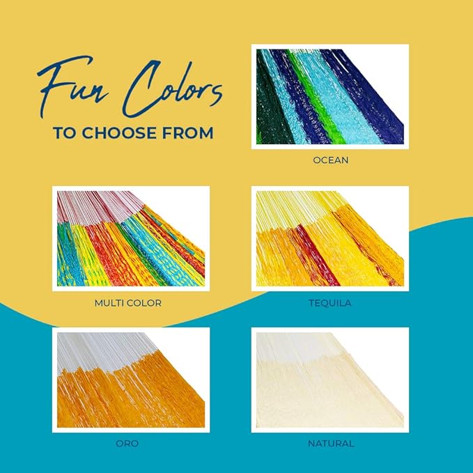 Hammocks Rada - Fits 12.5 to 13 Feet - Matrimonial Size - Finest Hammock - Very Fresh and Comfortable - Original Mayan Hammock